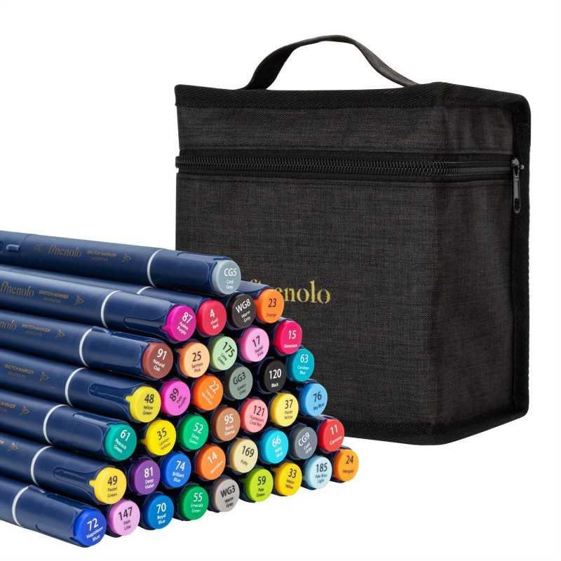 Set 40 markere sketching dual brush + vârf lat...