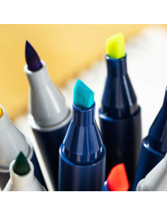 Set 80 markere sketching dual brush + vârf lat Deli 2