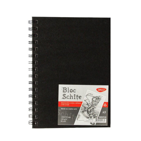 Bloc de schițe A5 100g/mp 80 file cu spirală Daco
