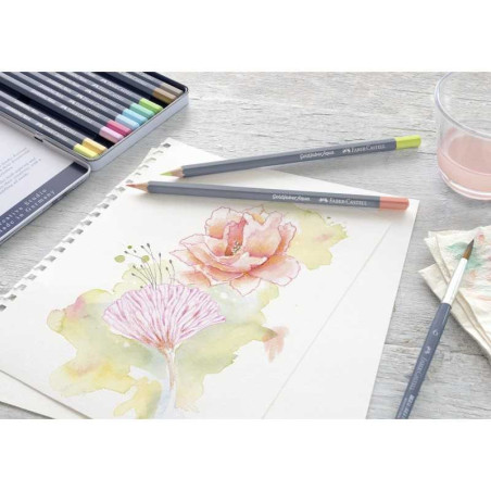 Set 12 creioane acuarelabile pastel Faber-Castell cutie metal