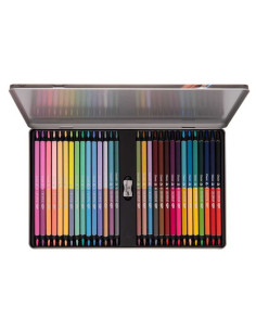 Set 30 creioane bicolore DACO cutie metalică + ascuțitoare