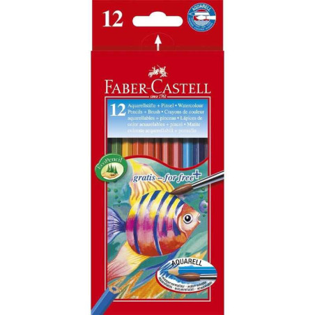 Set 12 creioane acuarelabile + pensulă Faber-Castell