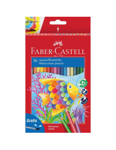 Set 36 creioane acuarelabile + pensulă Faber-Castell