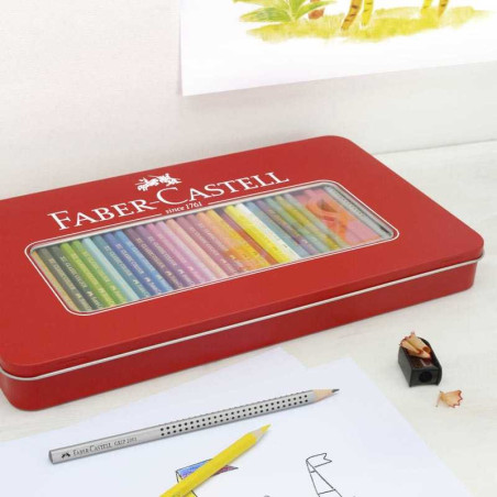 Set 12 creioane colorate Faber-Castell cutie metal