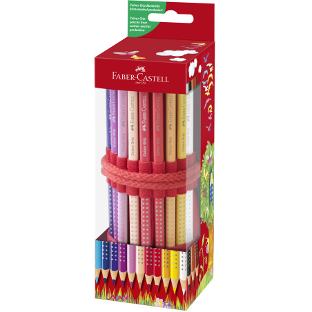 Set 18 creioane colorate Grip rollup + ascuțitoare Faber-Castell
