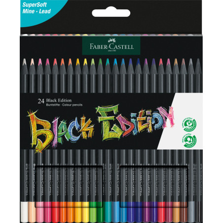 Set 24 creioane colorate Black Edition Faber-Castell