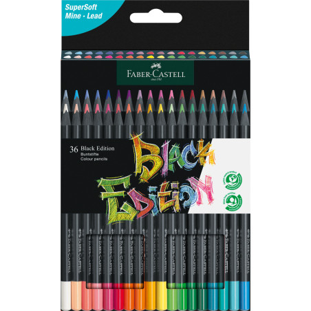 Set 36 creioane colorate Black Edition Faber-Castell