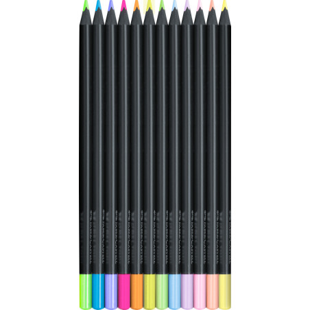 Set 12 creioane neon + pastel Faber-Castell