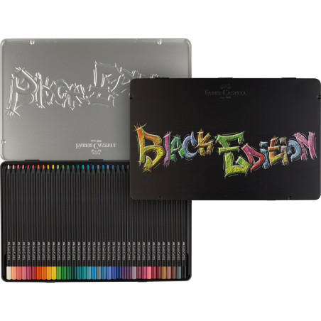 Set 36 creioane colorate Black Edition Faber-Castell cutie metal