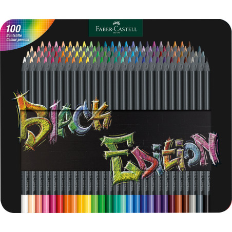 Set 100 creioane colorate Black Edition Faber-Castell cutie metal