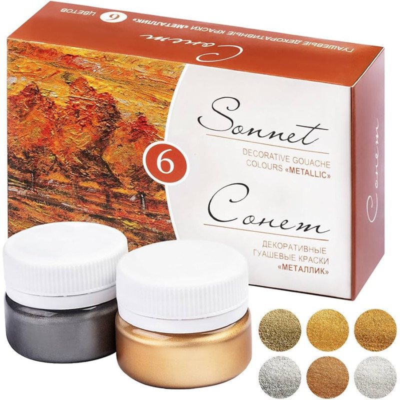 Set 6 guase metalice Sonnet 20 ml Nevskaya Palitra