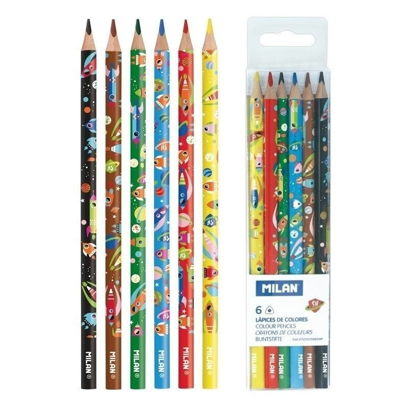 Set 6 creioane colorate triunghiulare Heroes Milan