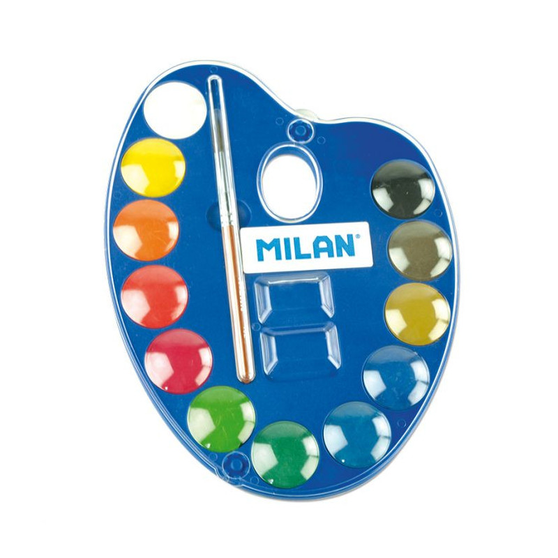 Set 12 culori acuarela paleta cu pensula Milan