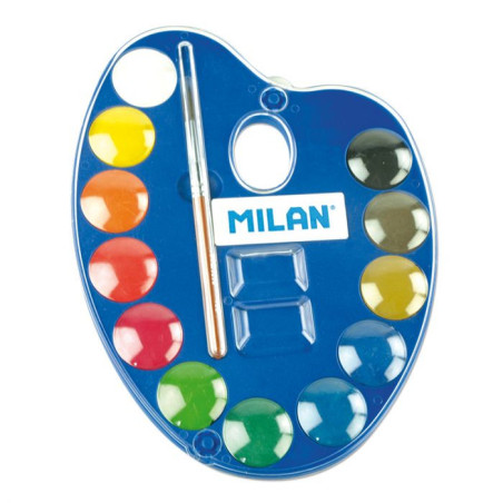 Set 12 culori acuarela paleta cu pensula Milan