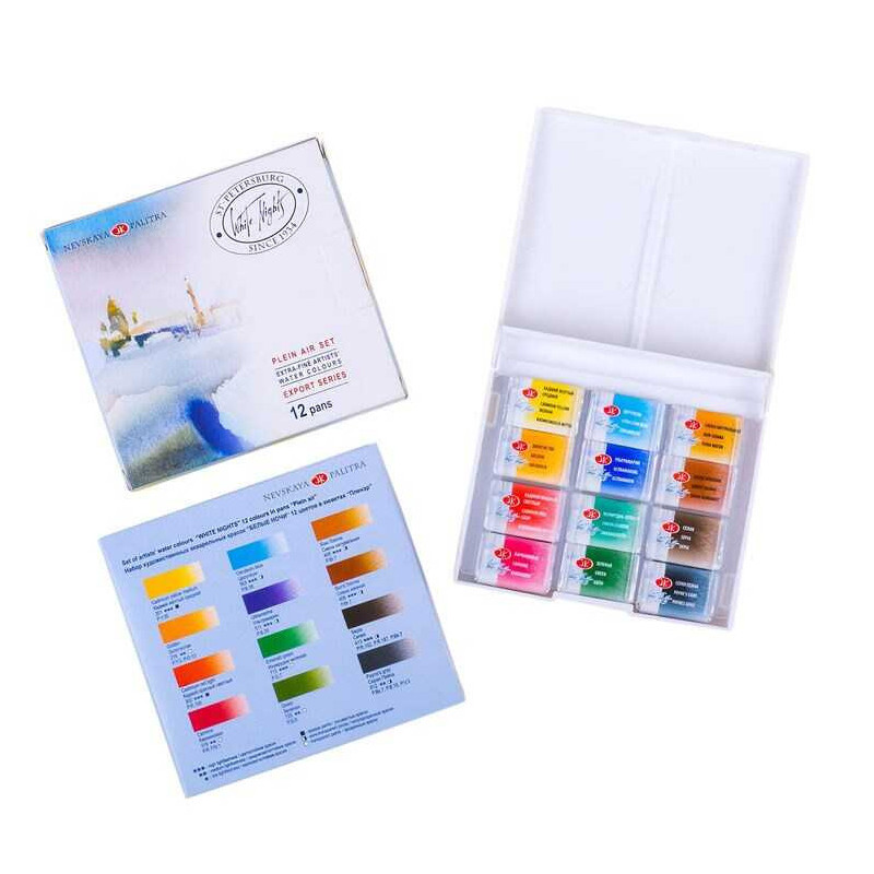 Set 12 acuarele White Nights 2.5 ml cutie plastic