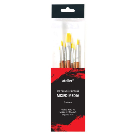 Set 7 pensule sintetice Atelier mixed media forme variate