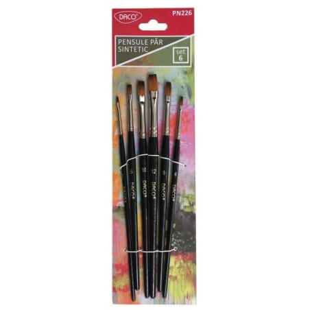 Set 6 pensule late DACO PN226 fir sintetic vârf drept