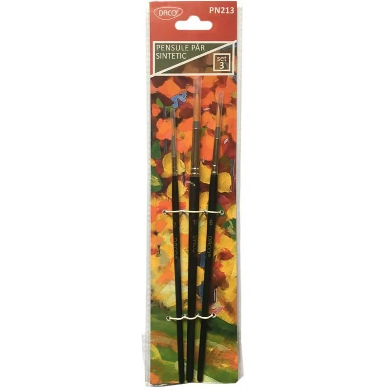 Set 3 pensule rotunde DACO PN213 fir sintetic