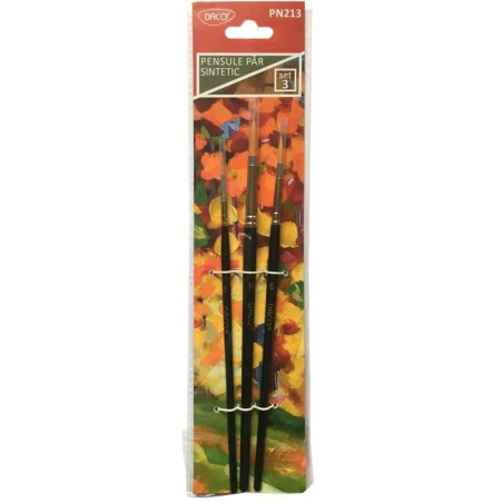Set 3 pensule rotunde DACO PN213 fir sintetic