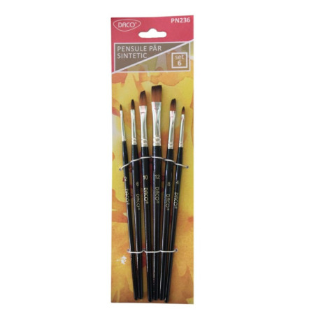 Set 6 pensule oblice DACO PN263 fir sintetic