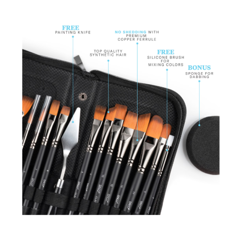 Set 15 pensule DACO Clarity + pensulă silicon și husă