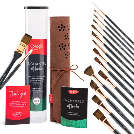 Set 15 pensule DACO Enchanted + pensulă silicon și husă