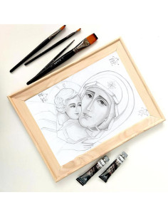 Kit icoană 11×14 cm ramă lemn cu sticlă