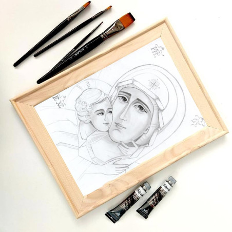 Kit icoană 11×14 cm ramă lemn cu sticlă