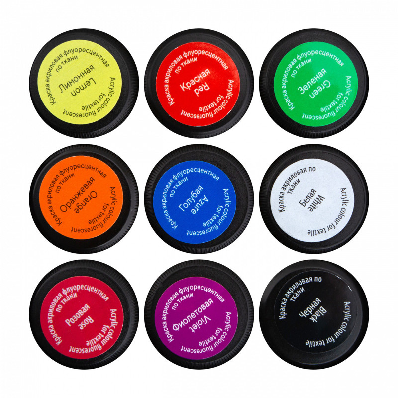 Set 9 culori textile neon Decola 20 ml –...