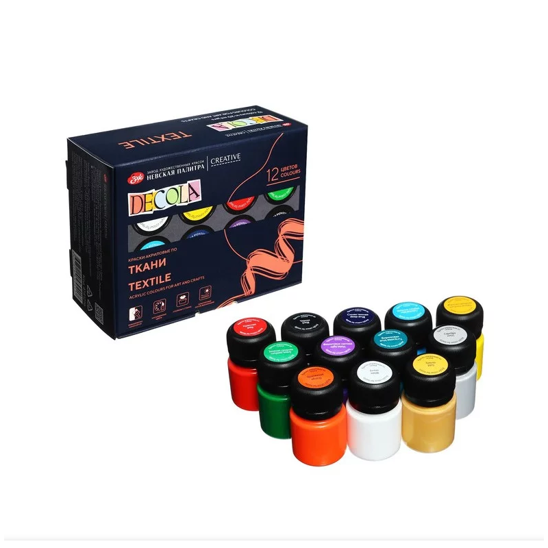 Set 12 culori textile Decola 20 ml – acrilice...