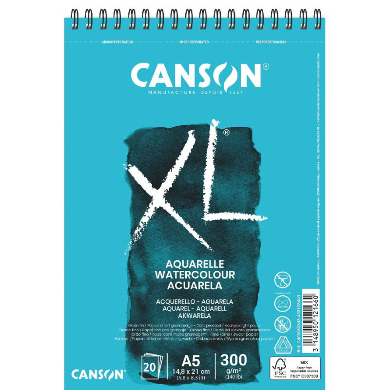 Bloc Canson XL Aquarelle A5 20 foi 300g/mp