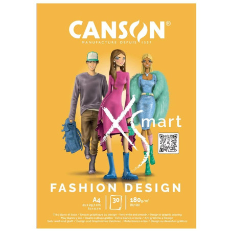 Bloc desen Canson XSmart Fashion Design A4, 30 file