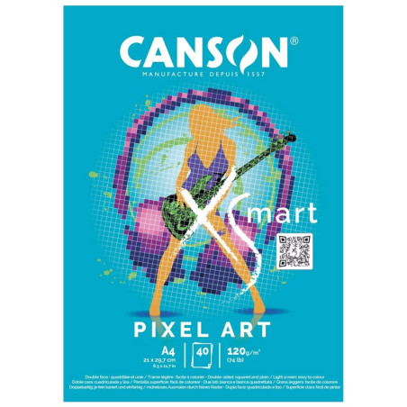 Bloc desen Canson XSmart Pixel Art A4, 40 file, grilă 5x5 mm