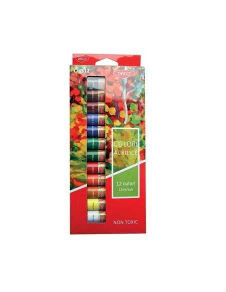 Set 12 Culori Acrilice Scolare Daco