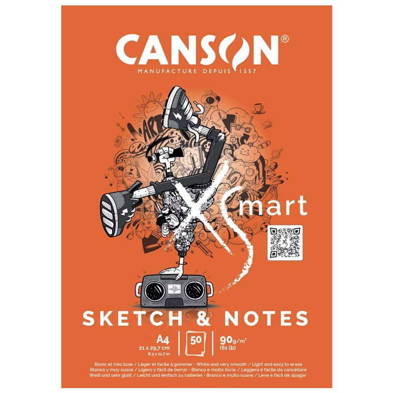 Bloc schițe Canson XSmart Sketch Notes A4, 50 file