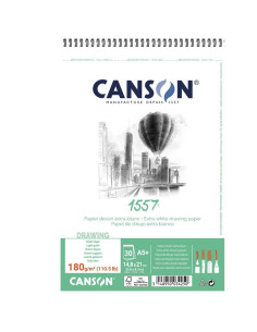 Bloc schițe Canson 1557 180g A5, 30 file, spirală latura...