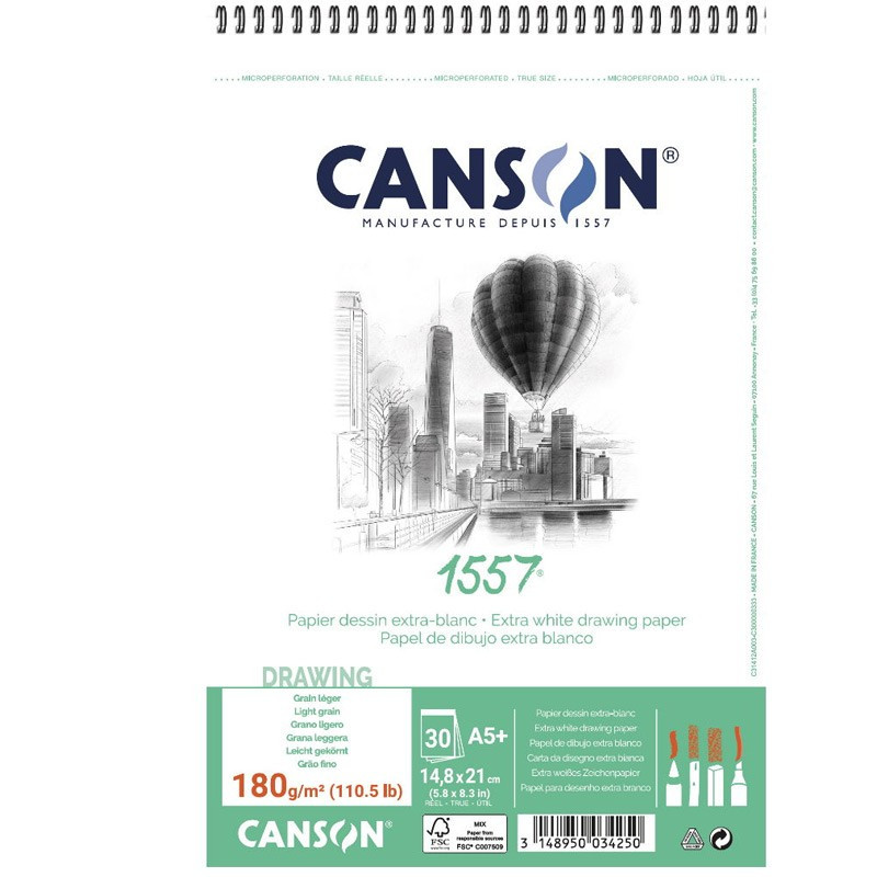 Bloc schițe Canson 1557 180g A5, 30 file,...