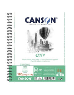 Bloc desen Canson 1557 180g A5, 30 file, spirală latura...