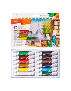 Set 12 culori acrilice Deli 12 ml 2