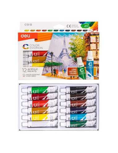 Set 12 Culori Acrilice 12ml Deli