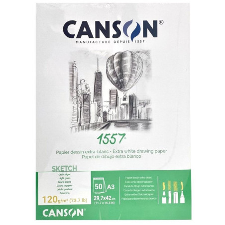 Bloc desen Canson 1557 120g A3, 50 file, lipit
