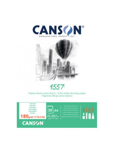Bloc schițe Canson 1557 180g A4, 30 file, lipit pe latura...