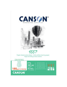 Bloc schițe Canson 1557 180g A3, 30 file, lipit pe latura...