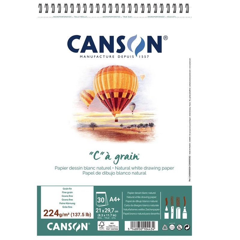 Bloc desen Canson C à Grain 224g A4, spirală...
