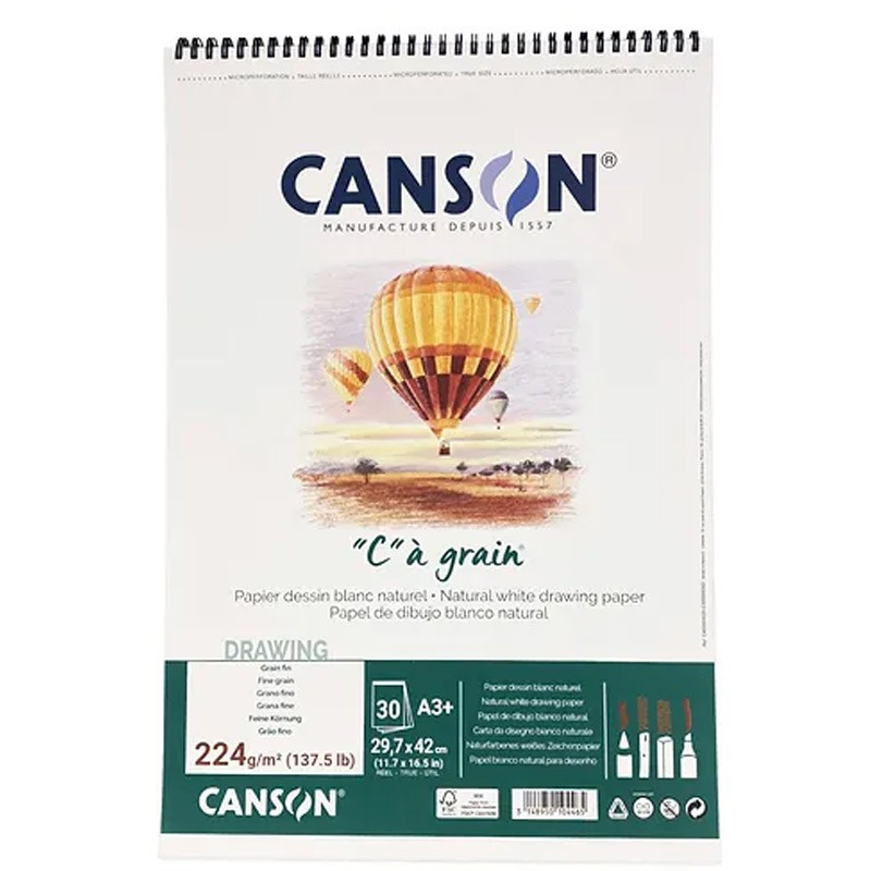 Bloc desen Canson C à Grain 224g A3, spirală...