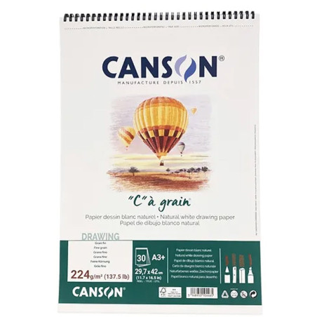 Bloc desen Canson C à Grain 224g A3, spirală latura scurtă