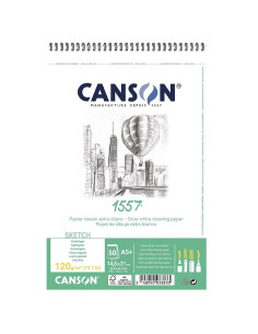 Bloc desen Canson 1557 120g A5, 50 file, spirală latura...