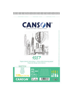 Bloc desen Canson 1557 120g A4, 50 file, spirală latura...