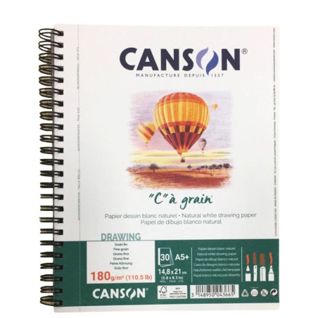 Bloc desen Canson C à Grain 180g A5, spirală latura lungă
