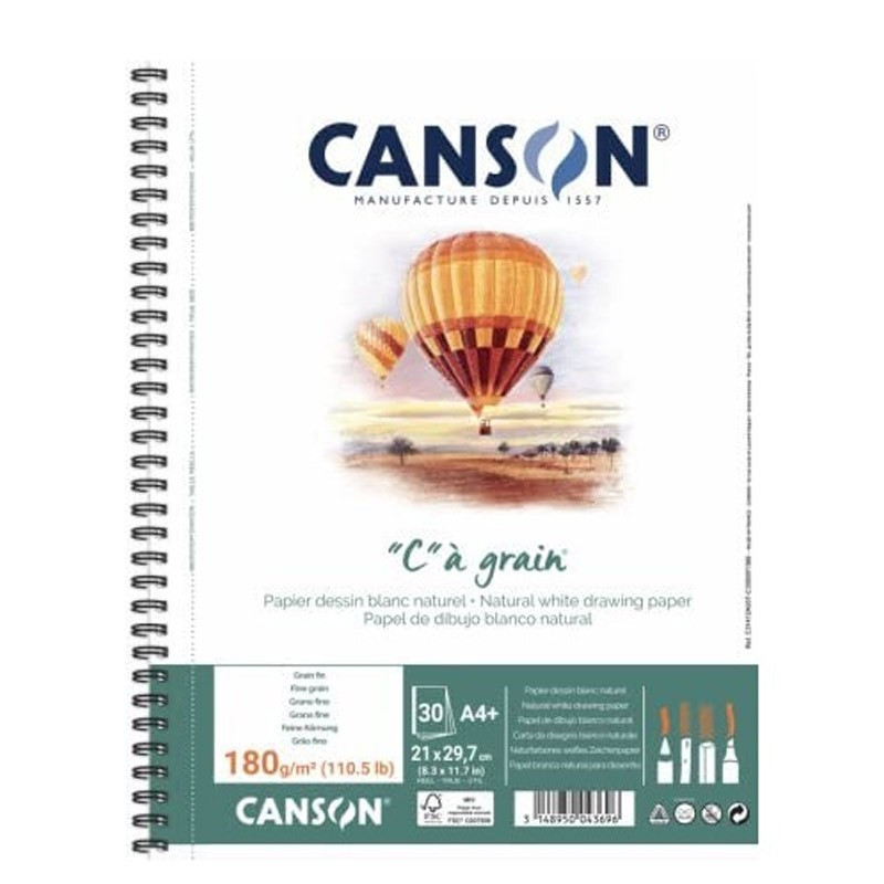 Bloc desen Canson C à Grain 180g A4, spirală...